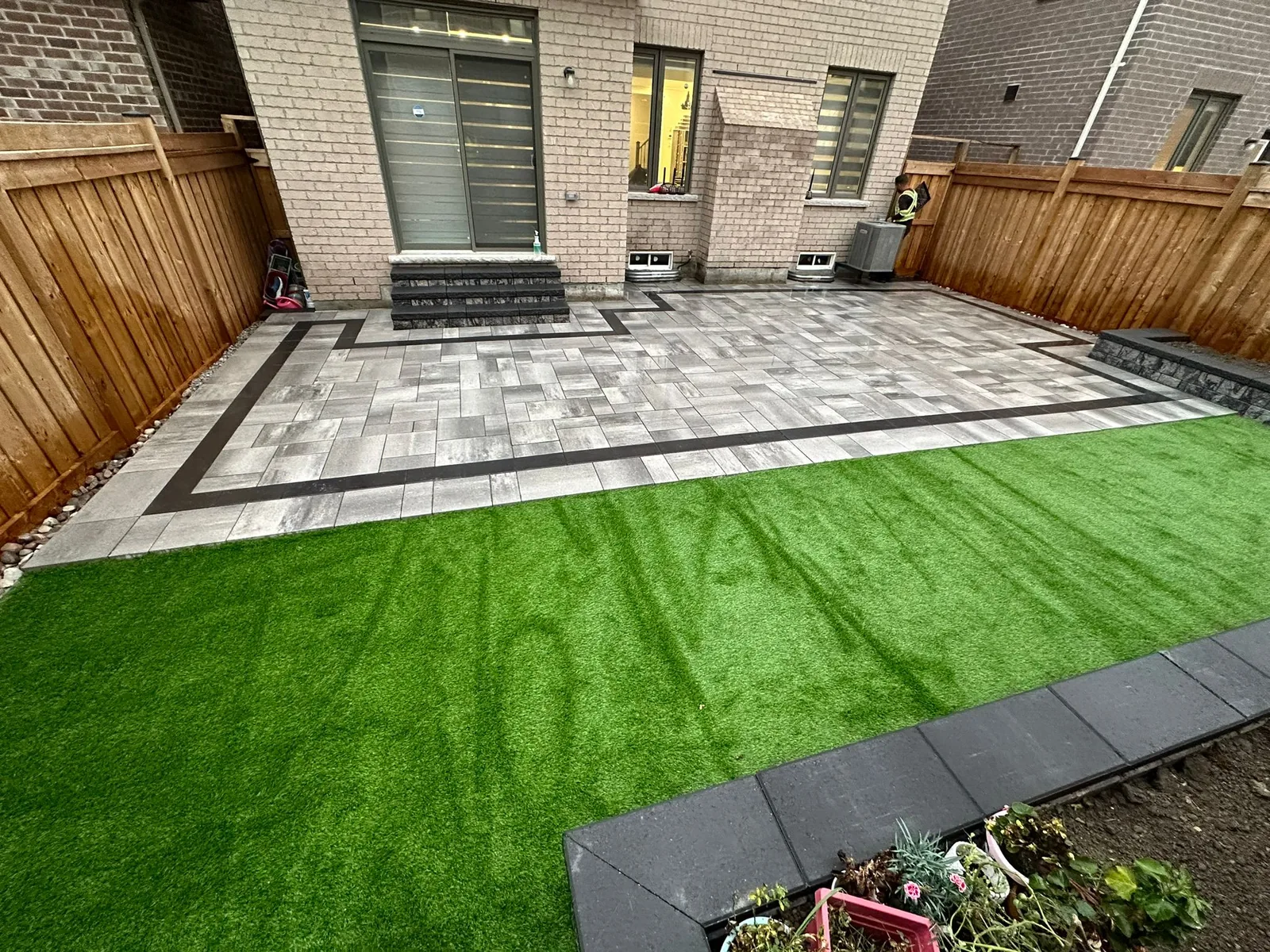 Backyard patio with clean paver layout